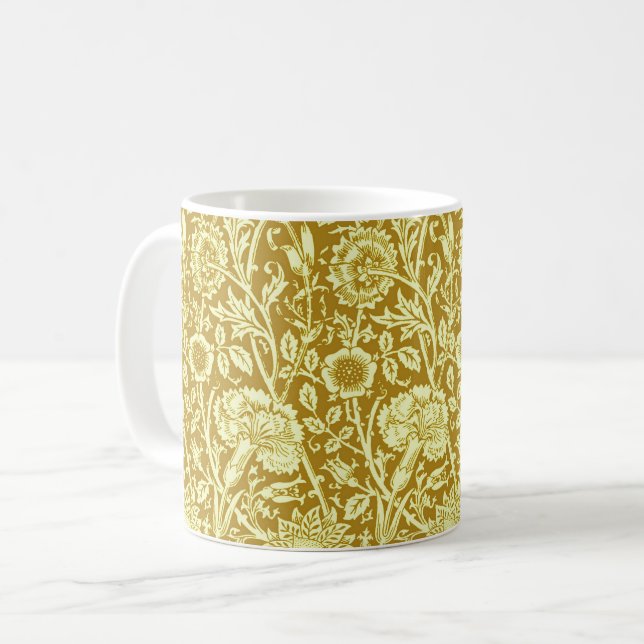 Art nouveau Carnation, Mustard Guld och Gult Kaffemugg (Framsida vänster)