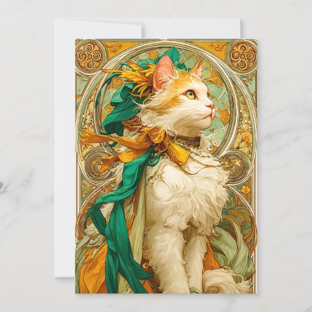 Art nouveau Cat Julkort (Framsida)