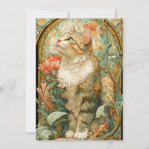Art nouveau Cat Julkort