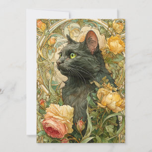 Art nouveau Cat Julkort