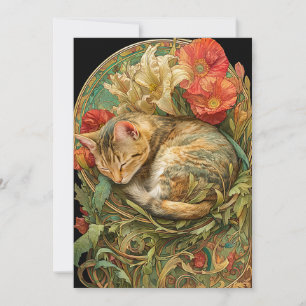 Art nouveau Cat Julkort