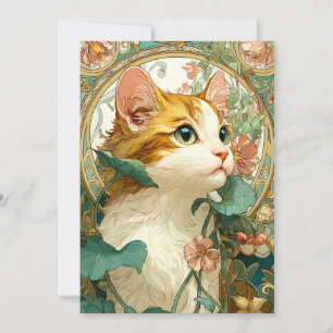 Art nouveau Cat Julkort