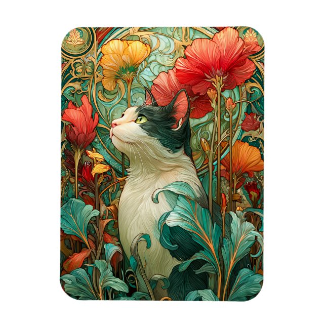 Art nouveau Cat Magnet (Vertikal)
