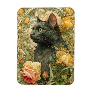 Art nouveau Cat Magnet