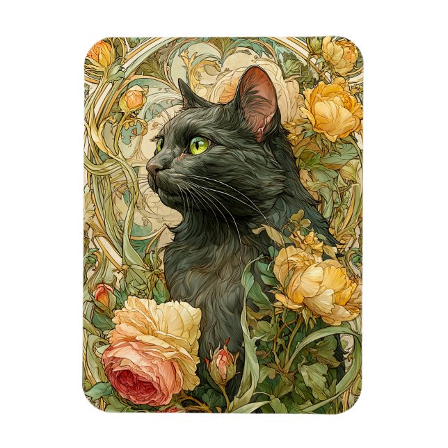Art nouveau Cat Magnet (Vertikal)