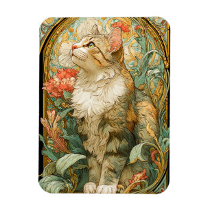 Art nouveau Cat Magnet