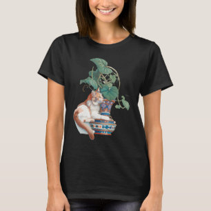Art nouveau Cat Sitta bredvid Poften Plant T Shirt