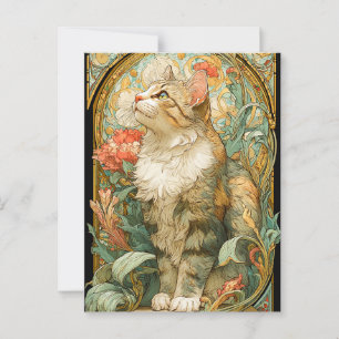 Art nouveau Cat Vykort