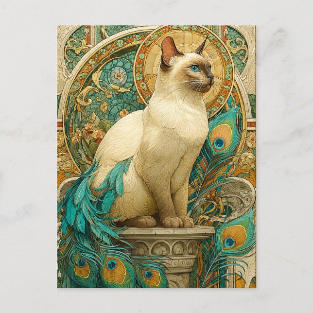 Art nouveau Cat Vykort (Framsida)