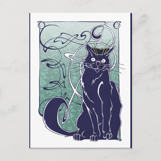 art nouveau Cat-vykort Vykort (Framsida)