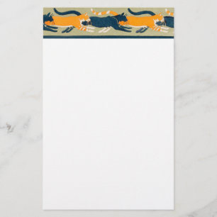 Art nouveau Cats and Flowers Brevpapper