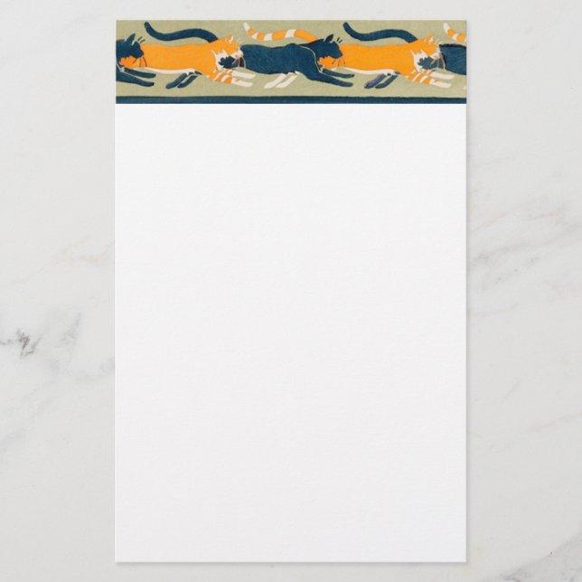 Art nouveau Cats and Flowers Brevpapper (Framsida)