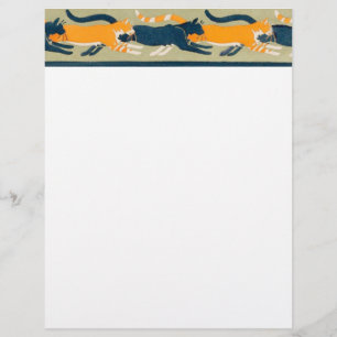 Art nouveau Cats and Flowers Reklamblad