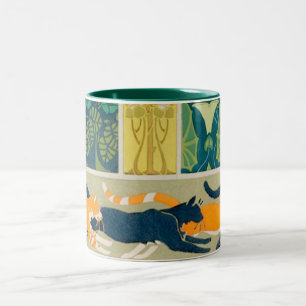 Art nouveau Cats and Flowers Två-Tonad Mugg
