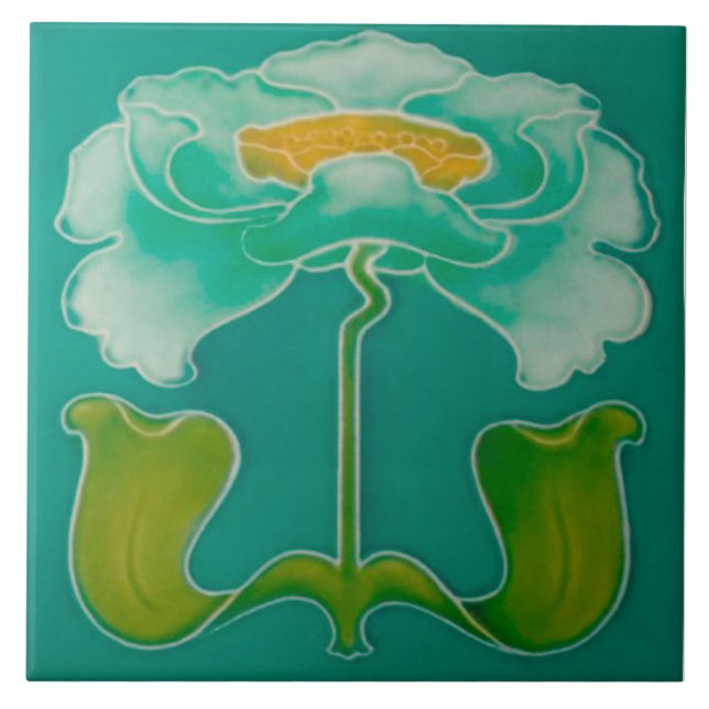 Art Nouveau ceramic firepkace Wall Tile Kakelplatta (Framsidan)