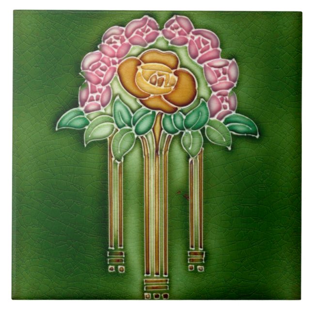 Art Nouveau Ceramic Fireplace Wall tile Kakelplatta (Framsidan)