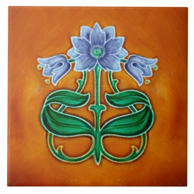 Art Nouveau ceramic fireplace wall tile Kakelplatta (Framsidan)