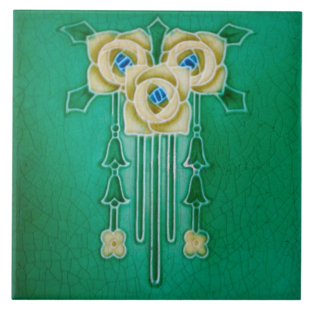 Art Nouveau Ceramic Fireplace Wall tile Kakelplatta (Framsidan)