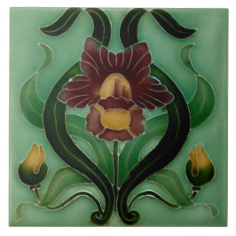 Art Nouveau Ceramic fireplace wall tile Kakelplatta