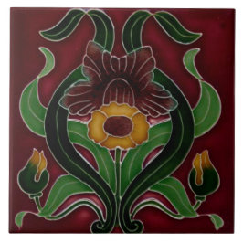 Art Nouveau Ceramic Fireplace Wall Tile Kakelplatta