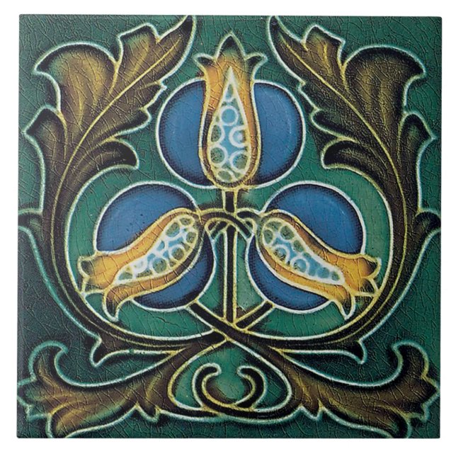 art nouveau ceramic fireplace wall tile mural kakelplatta (Framsidan)