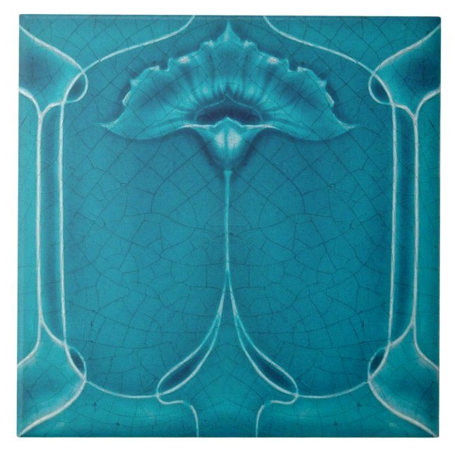 Art nouveau ceramic tile blue kakelplatta (Framsidan)