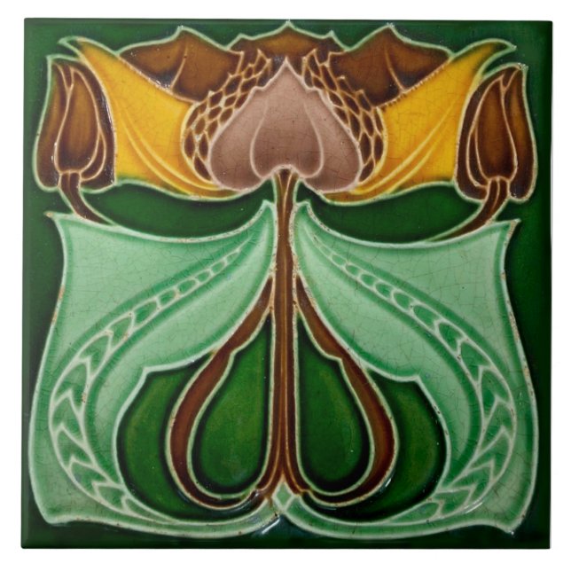 Art Nouveau ceramic tile Kakelplatta (Framsidan)