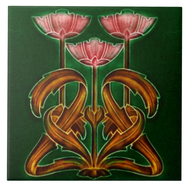 Art Nouveau Ceramic tile Kakelplatta (Framsidan)