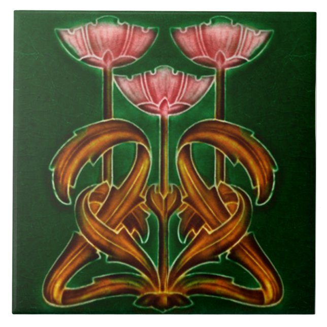 Art nouveau ceramic tile kakelplatta (Framsidan)