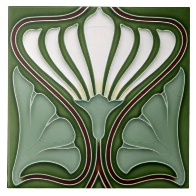 Art Nouveau Ceramic Wall fireplace Tile Kakelplatta (Framsidan)