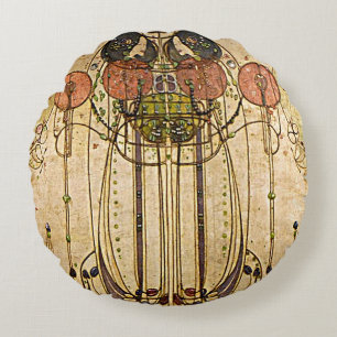 Art nouveau Charles Mackintosh Wassail dämpar Rund Kudde