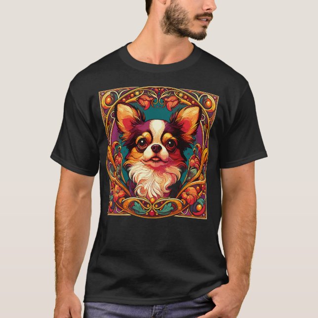 Art nouveau Chihuahua Funny Chihuahua Design T Shirt (Framsida)