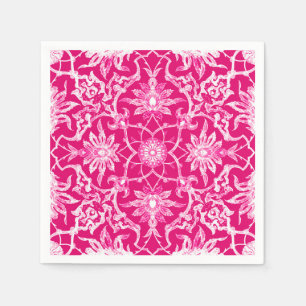 Art nouveau Chinese Mönster - Fuschia Rosa Pappersservett