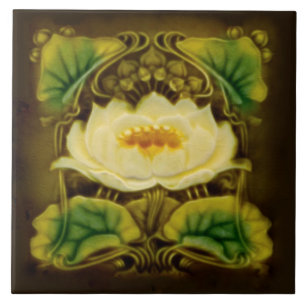 Art nouveau Chocolate Marsden Majolica Blommigt Ti Kakelplatta