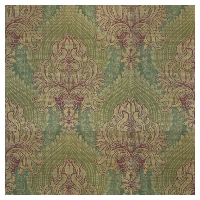 Art nouveau Chrysanthemum & Artichoke Mönster Tyg (Provkarta)