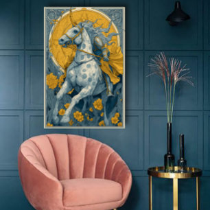 Art Nouveau Cirkusaffisch i Blått och Gult Poster