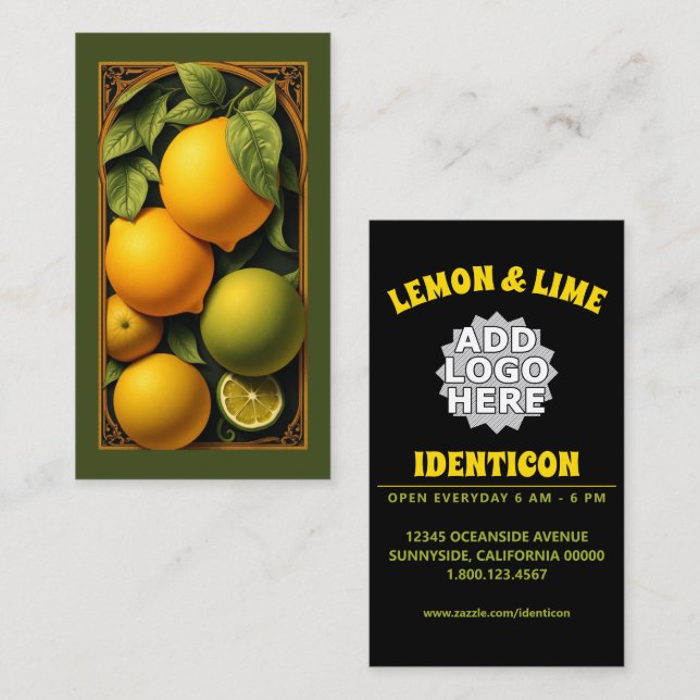 Art Nouveau Citron Lime Visitkort (Fram/baksida)