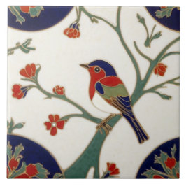Art nouveau Colorful Bird Art Deco Kakelplatta