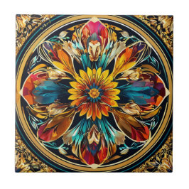 Art nouveau Colorful Blommigt Kakelplatta