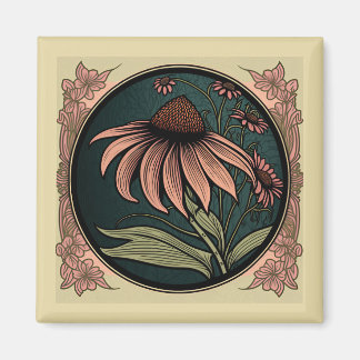 Art nouveau Coneflower Magnet