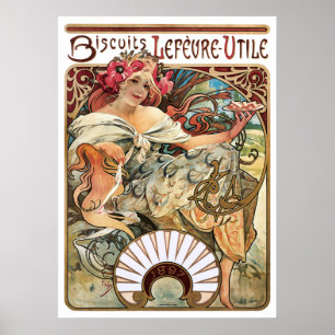 Art nouveau Cookie-reklam från Alphonse Mucha Poster