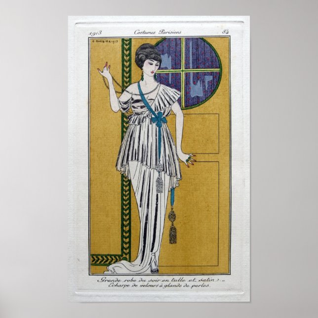 Art nouveau Costumes Parisiens av George Barbier Poster (Framsidan)