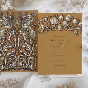 Art nouveau Cream Elegance Bröllop Inbjudningar