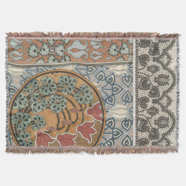 Art nouveau Cyclamen blom- Eugene Grasset elegant Filt (Framsidan)