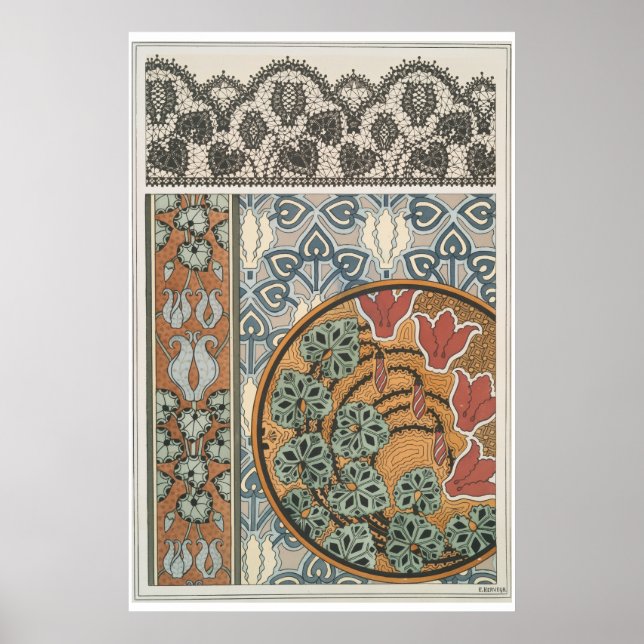 Art nouveau Cyclamen blommande Eugene Grasset eleg Poster (Framsidan)