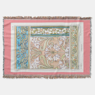 Art nouveau daffodil-blommigt för vintage av blom filt