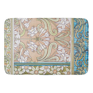 Art nouveau daffodil Verneui Textil blommigt art Badrumsmatta