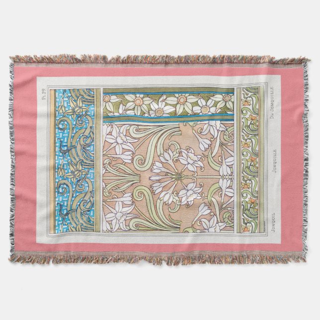 Art nouveau daffodil Verneui Textil blommigt art Filt (Framsidan)