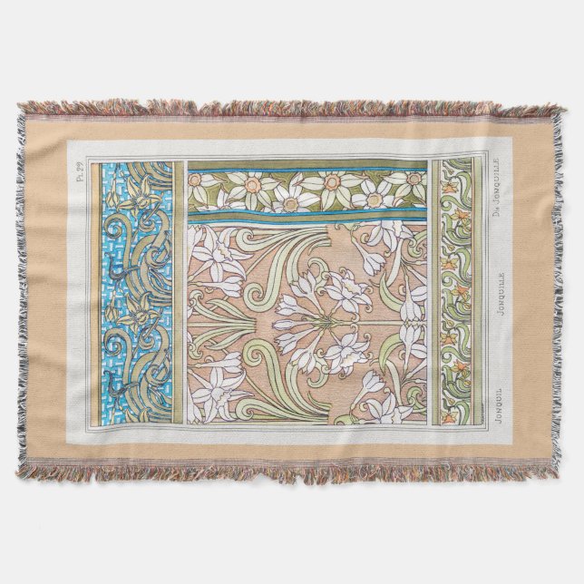 Art nouveau daffodil Verneui Textil blommigt art Filt (Framsidan)