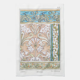 Art nouveau daffodil Verneui Textil blommigt art Kökshandduk